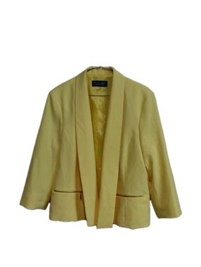 Evan Picone Pale Yellow Shawl-Collar Blazer